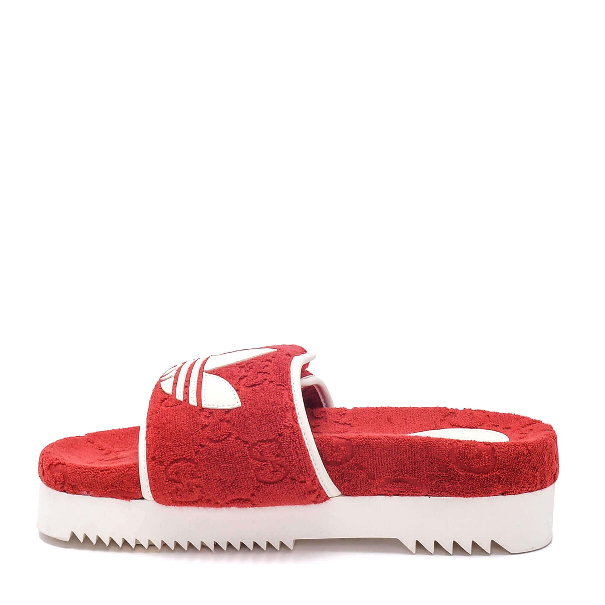 Gucci - Red Cotton Sponge GG Platform Rubber Sole Sandal